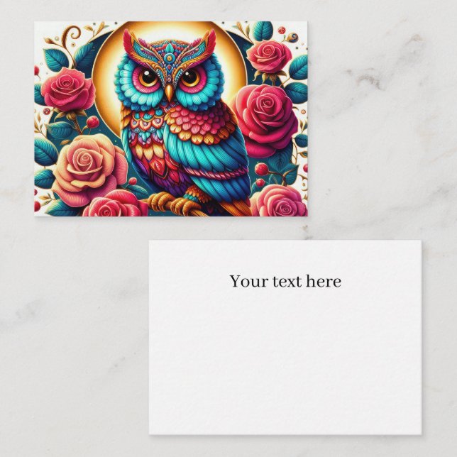 Cute owl lovers add message  note card (Front/Back)