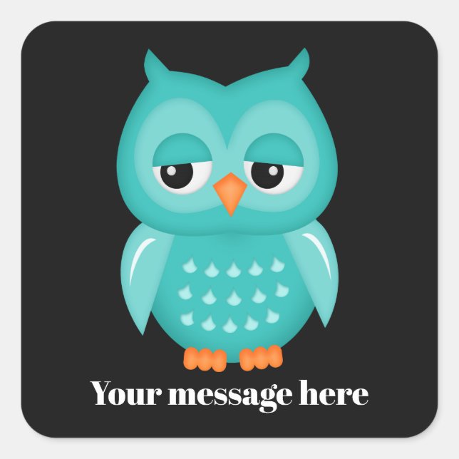 cute owl lovers add message square sticker (Front)