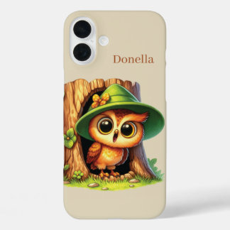 Cute owl lovers add name iPhone 16 plus case