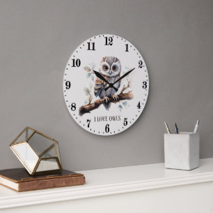 cute owl lovers add text Clock