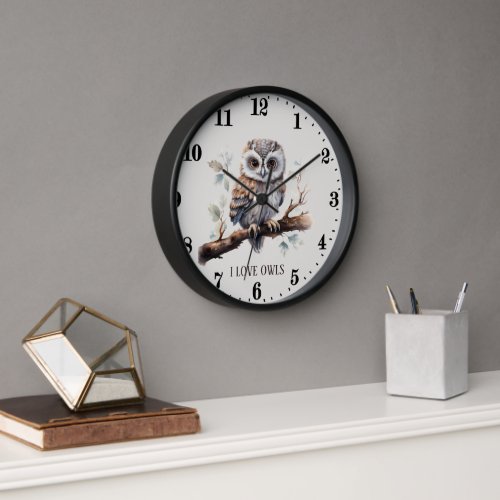 cute owl lovers add text Clock