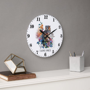 Cute owl lovers add text large clock