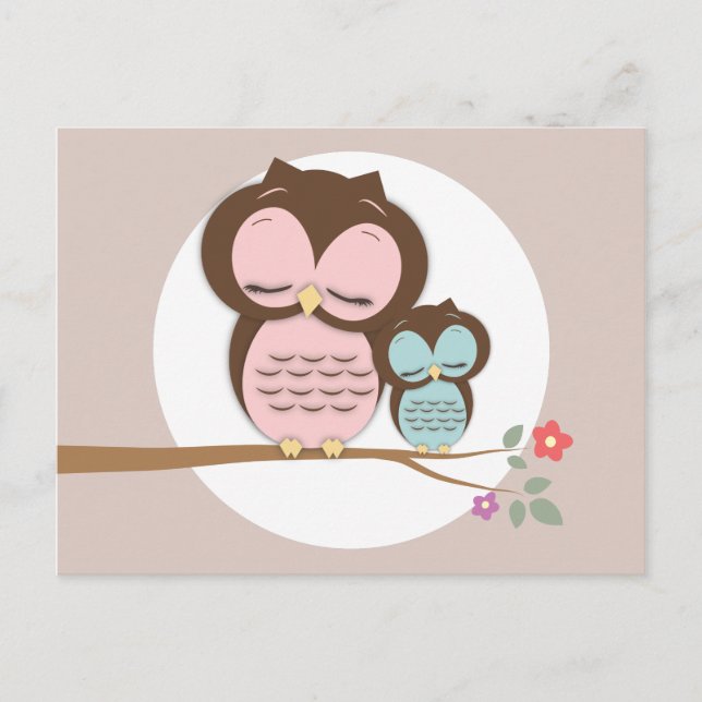 Cute Owl & Mama Words of Advice Mommy Cards (Front)