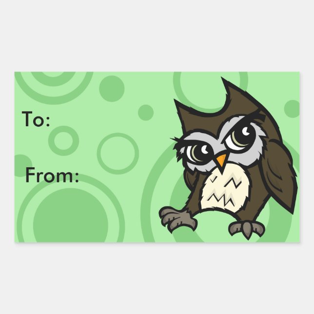 CUTE OWL MATTE RECTANGLE GIFT STICKERS (Front)