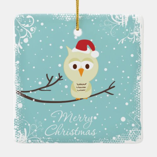 Cute Owl Merry Christmas Ornament