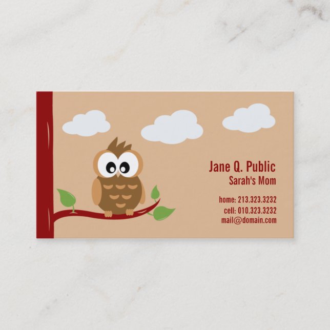 Cute Owl Mommy Calling Card (Front)