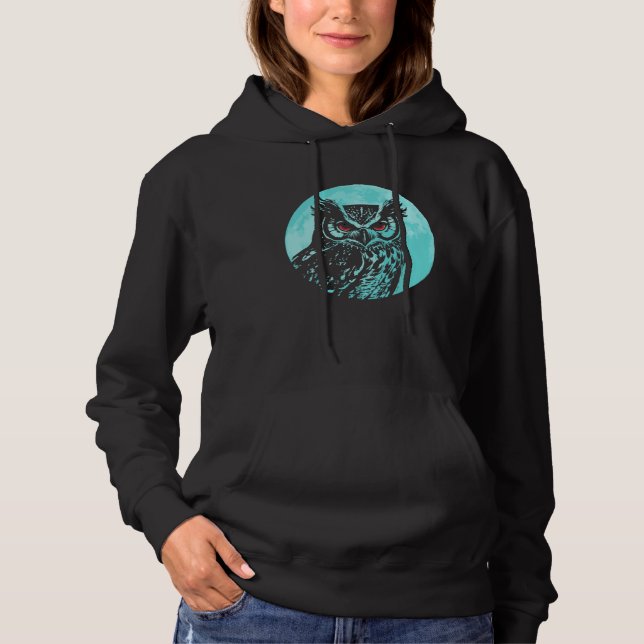 Cute Owl Moon Nature Wildlife Forest Animals Hoodie (Front)