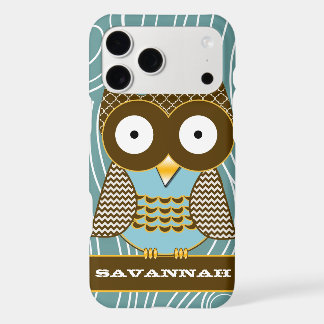 Cute Owl Moorish Zig Zag Pattern Choose Your Color iPhone 17 Pro Max Case