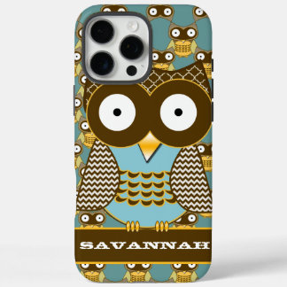 Cute Owl Moorish Zig Zag Pattern Choose Your Color iPhone 16 Pro Max Case