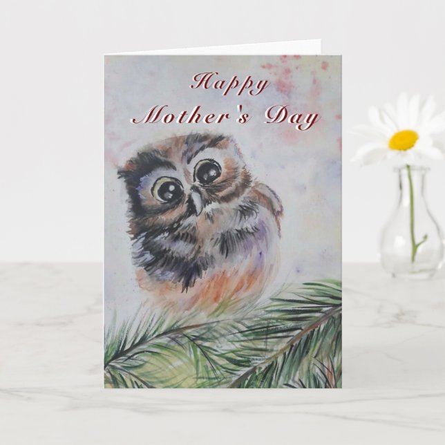 Cute Owl Mother's Day Card (Small Plant)