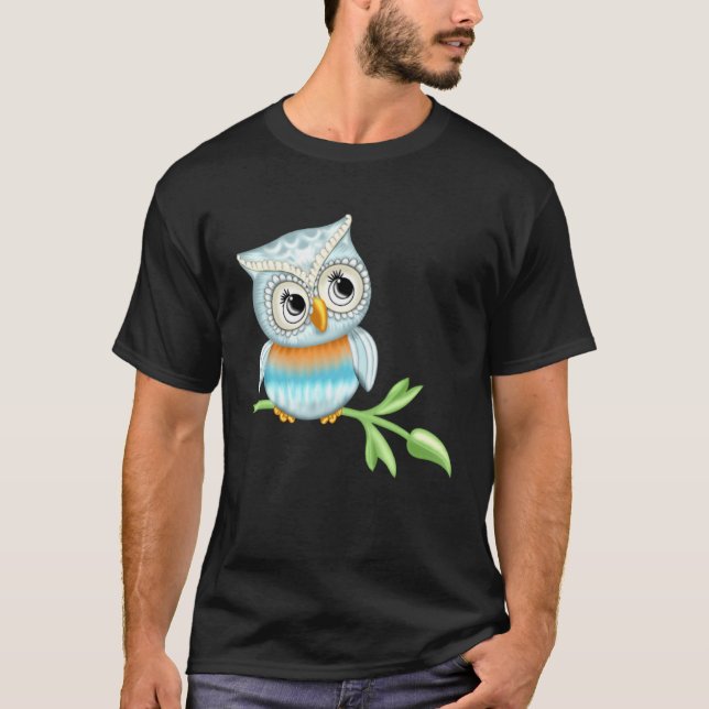 Cute owl  motif bird print for man woman  child T-Shirt (Front)
