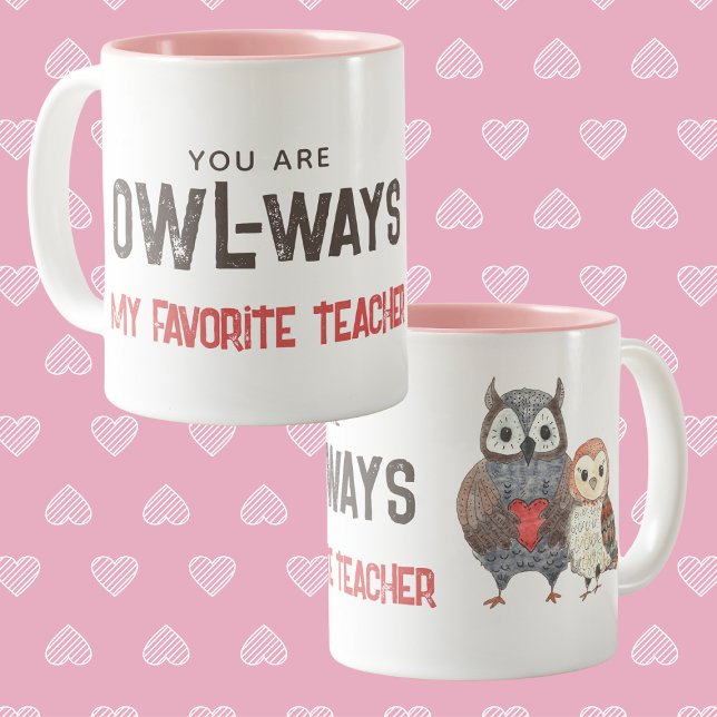 Cute Owl My Favorite Teacher Appreciation Gift Two-Tone Coffee Mug (Creator Uploaded)