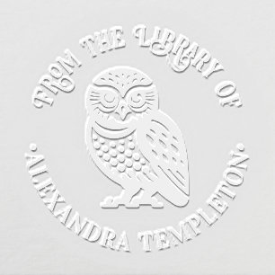 Cute Owl Name #5P Library Book Name Embosser