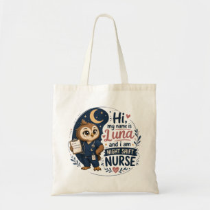 Cute Owl Night Shift Nurse RN Illustration Tote Bag