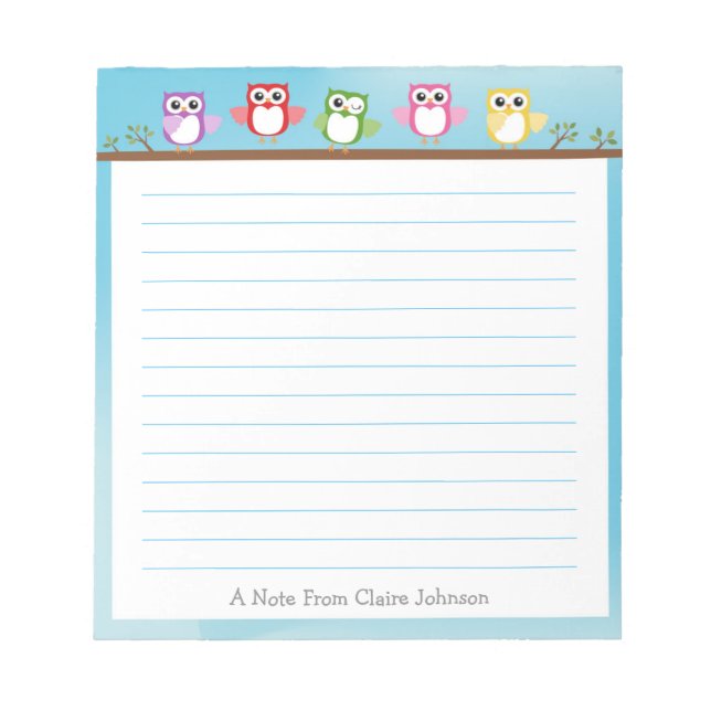 Cute Owl Notepad (Front)