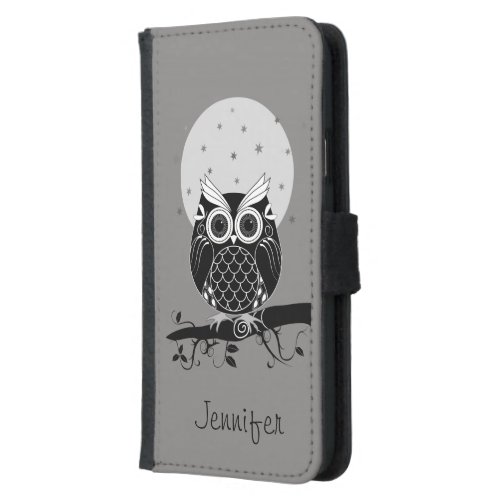 Cute owl on a branch and custom name Case_Mate sam Samsung Galaxy S5 Wallet Case