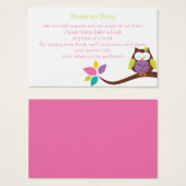 Cute OWL on a branch BOOK REQUEST Baby Shower (Front & Back)