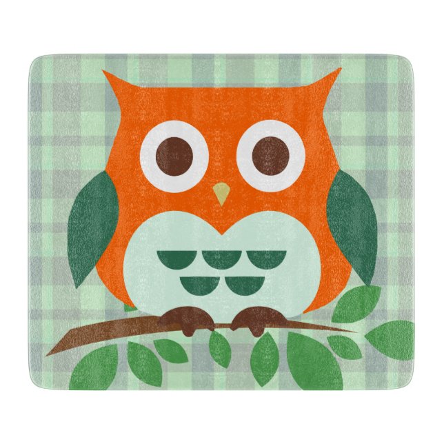 Cute Owl on a Branch Cutting Board (Front)