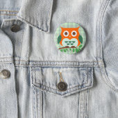 Cute Owl on a Branch Pinback Button (In Situ)