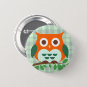Cute Owl on a Branch Pinback Button (Front & Back)