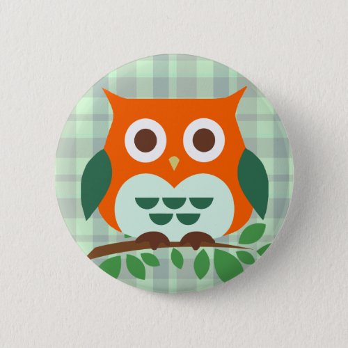 Cute Owl on a Branch Pinback Button