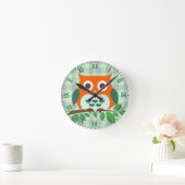 Cute Owl on a Branch Roman Numbers Round Clock (Home)