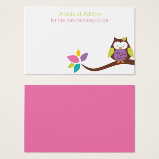 Cute OWL on a Mommy Advice Baby Shower Card (Front & Back)