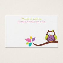 Cute OWL on a Mommy Advice  Baby Shower Card