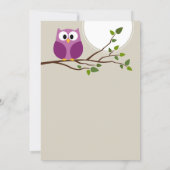 Cute Owl on Branch Baby Girl Shower Invitation (Back)