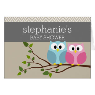 Cute Owl on Branch Baby Shower Greeting Card