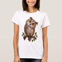 Cute Owl on Branch Women's Graphic T-Shirt