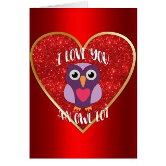 Cute Owl on Red Heart Valentine's Day