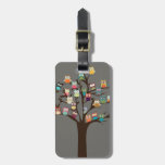 Cute Owl On Tree | Background Luggage Tag at Zazzle