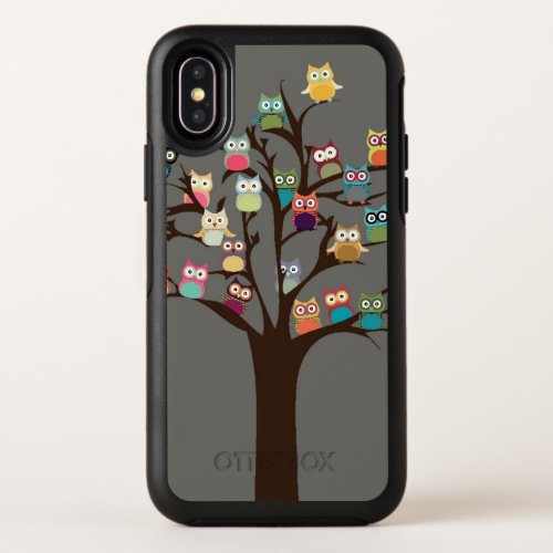 Cute Owl On Tree  Background OtterBox Symmetry iPhone X Case