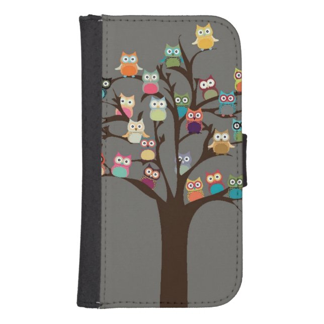 Cute Owl On Tree | Background Samsung Galaxy Wallet Case (Front)