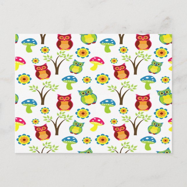 Cute Owl On Tree Postcard (Front)
