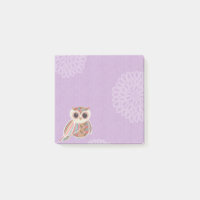 Cute Owl Over Purple Notes
