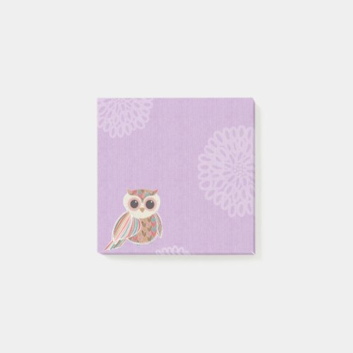 Cute Owl Over Purple Post_It Notes