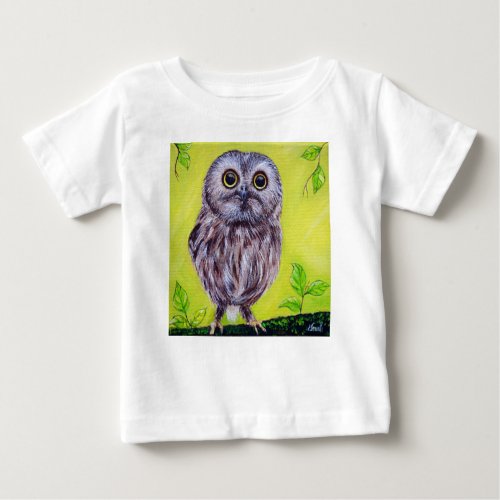 Cute Owl Painting Baby T_Shirt