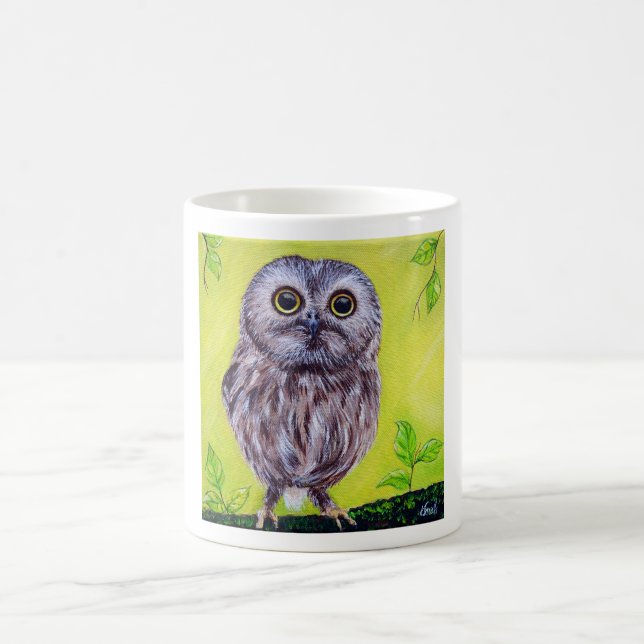 Cute Owl Painting Coffee Mug (Center)