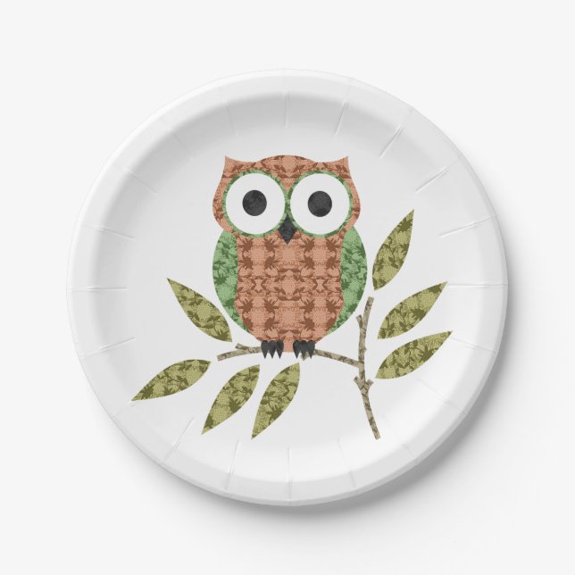 Cute Owl Paper Plates (Front)