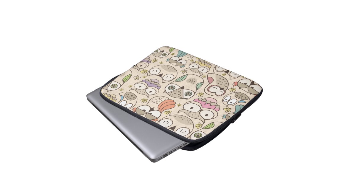 Cute owl pattern laptop sleeve | Zazzle