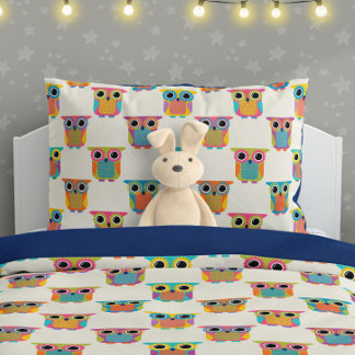 Cute Owl Pattern on Cream Pillow Case