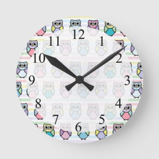 Cute Owl Pattern Round Clock
