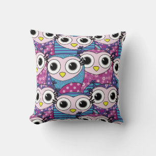 Cute Owl Pattern Throw Pillow