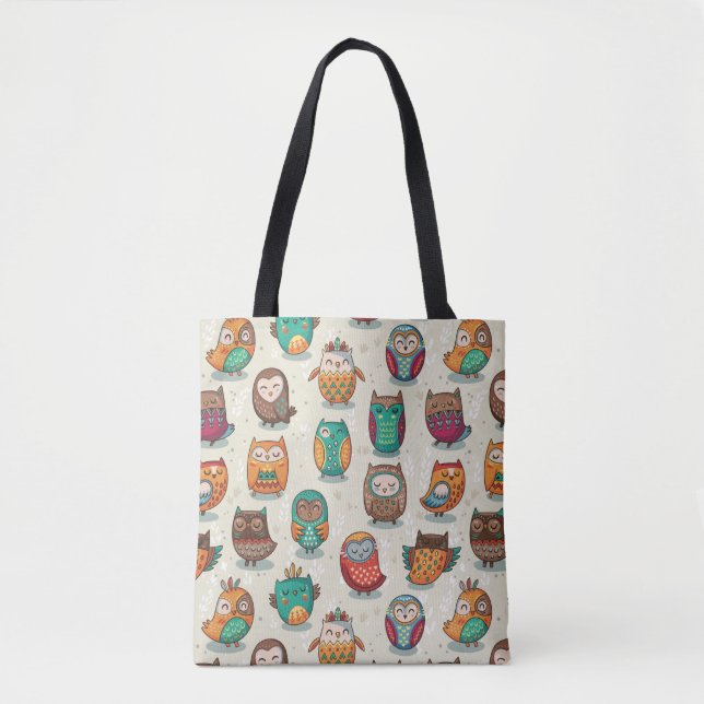 Cute Owl Pattern Tote Bag (Front)