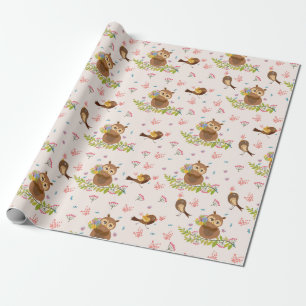 Cute Owl Pattern Wrapping Paper
