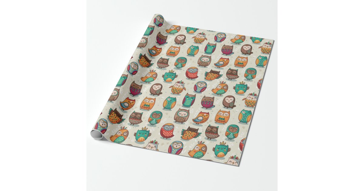 Cute Owl Pattern Wrapping Paper | Zazzle