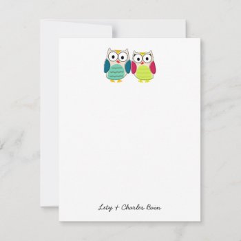 Cute Owl Personal Stationery Note Card by paisleyinparis at Zazzle