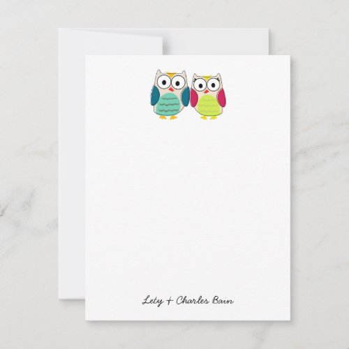 Cute Owl Personal Stationery Note Card